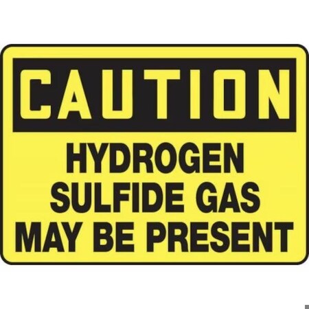 Accuform Safety Sign, CAUTION HYDROGEN SULFIDE GAS MAY BE PRESENT, 7 X 10, Plastic MCHL601VP